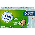 Puffs Plus Lotion Facial Tissues, 8 boxes, 960 Tissues $10.89