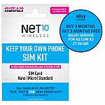 90-Day Net10 Prepaid Phone Plan: Unlimited Talk & Text + 3GB 5G/4G LTE Data (2 for $45)