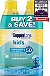 2-pk Coppertone KIDS Sunscreen Continuous Spray SPF 50 5.5 Oz $9 and more