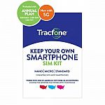 Tracfone 1-Yr Prepaid Plan w/ 1200 Min, 1200 Txt & 3GB Data $32