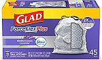 135 Count Glad ForceFlexPlus 13 Gallon Tall Kitchen Drawstring Trash Bags $18.68