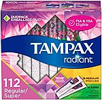 112-ct Tampax Radiant Plastic Tampons $19.95