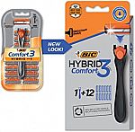 BIC Comfort 3 Hybrid Men's Disposable Razor (1 Handle + 12 Blades) $6.48