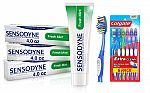 3-pack Sensodyne Fresh Mint Sensitive Toothpaste + 6 Count Soft Colgate Extra Clean Toothbrush $10
