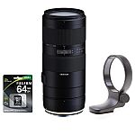 Tamron 70-210mm f/4 Di VC USD Lens (Canon and Nikon)+ 64GB Memory Card + Mount Ring $399