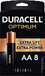 8-Pack Duracell Optimum AA Batteries $3.79 and more