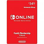 12-Month Nintendo Switch Online Family Membership $34.99