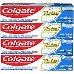 4-pk Colgate Total Whitening Toothpaste, Whitening Mint, 4.8 Oz $7.32