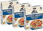 3-Pk Quaker Oatmeal Squares 14.5oz Breakfast Cereal $4.48