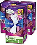 78-Ct Women's Always Radiant Pads (Size 2, Heavy Flow) (2 for $22) & More