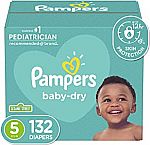 132 Count Size 5 Pampers Baby Dry Disposable Baby Diapers $32