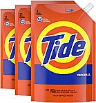 3-Pk 45-oz Tide Liquid Laundry Detergent HE Soap Pouches $13