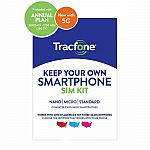 Tracfone 1-Year Prepaid Smartphone Plan w/ 1200 Min, 1200 Texts & 3GB Data $40