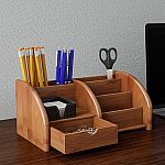 Hastings Home Bamboo 5 Compartment Tray Desk Organizer $14.99