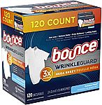 120-Ct Bounce WrinkleGuard Mega Fabric Softener Sheets (Outdoor Fresh) $5.99