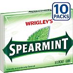 10-Pack 15-Piece Wrigley's Spearmint Chewing Gum $1.97