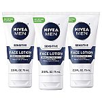 3-Pack 2.5-Oz Nivea Men Sensitive Face Lotion w/ Broad Spectrum SPF 15 $6.64