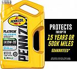 2 x 5-Quart Pennzoil Platinum Full Synthetic 0W-20 Motor Oil $18.60 (after rebate)