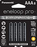 Panasonic BK-4HCCA8BA eneloop pro AAA High Capacity Ni-MH Pre-Charged Rechargeable Batteries, 8-Battery Pack $17