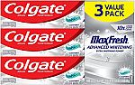3-Ct 6 oz Colgate Max Fresh Whitening Toothpaste $3.61