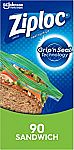 90 Count Ziploc Sandwich and Snack Bags + $0.50 Amazon credit $3.22