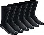 6-Pairs Dickies Men's Dri-tech Moisture Control Crew Socks (Black) $9.10