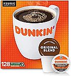 128-Count Dunkin' Medium Roast Coffee K-Cup Pods (Original Blend) $38