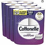 24 Super Mega Rolls Cottonelle Ultra Comfort Toilet Paper $18
