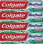 4-pack 6 Ounce Colgate Max Fresh Whitening Toothpaste with Breath Strips $6.60