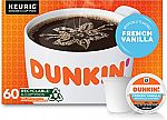 60 Pods Dunkin' French Vanilla Flavored Coffee $25.60