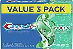 3-Ct 5.4-oz Crest Complete Whitening + Scope Toothpaste (Minty Fresh) $5