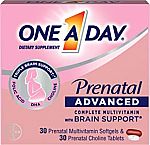 30+30 Count One A Day Womens Prenatal Advanced Complete Multivitamin (2 for $20)