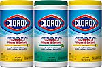 3-Pack 75-Count Clorox Disinfecting Wipes $8.50, 2-Pk Lysol Spray $7.80