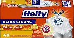 13-Gal Hefty Ultra Strong Tall Kitchen Trash Bags (Citrus Twist) 40-Ct $6.10, 80-Ct $12.20