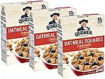 3-Pk 14.5-oz Quaker Oatmeal Squares Breakfast Cereal $6.71 & More