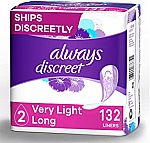 132 Count Always Discreet Incontinence and Postpartum Liners $10