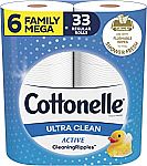 6 Family Mega Rolls Cottonelle Ultra Clean Toilet Paper $7.88