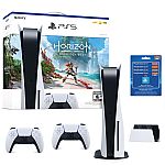 (Back) Sony PlayStation 5 PS5 Console Horizon Forbidden West + 2 DualSense Controllers + Charging Station + $100 Gift Cards $740