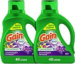 2-Pack Gain 65-oz Liquid Laundry Detergent (Moonlight Breeze) $11.70, 112-Ct Pacs $23