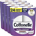 Cottonelle Ultra ComfortCare Soft Toilet Paper 24 Family Mega Rolls $17