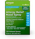 Amazon Basic Care 24-Hour Allergy Relief Nasal Spray (0.54 fl ounces, 120 metered sprays) $6