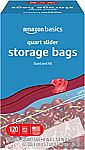120 Count Amazon Basics Slider Quart Food Storage Bags $7