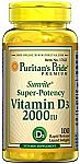 Puritan's Pride Sunvite Super High Potency Vitamin D3 2000IU 100 Softgels $1.94 and more