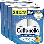 24 Family Mega Rolls Cottonelle Ultra Clean Toilet Paper $22.55