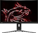 MSI 27" QHD Quantum Dot HDR400 1000R Curved Gaming Monitor (MPG ARTYMIS 273CQR QD) $159.38