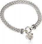 NINE WEST Women's Silvertone Crystal Pave Heart Stretch Bracelet $10