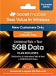 Boost Mobile 3 Months 5GB Plan SIM Card Kit $14.99