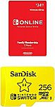 Nintendo Switch 12-Month Online Family Membership + 256GB microSDXC Card $50
