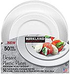 50-Count Kirkland Signature Elegant Plastic Plates Premium Heavy Weight Size (7.5"/10.25") $11.99 