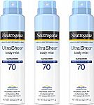 3-Pk 5 Oz Neutrogena Ultra Sheer Body Mist Sunscreen Spray $20.56